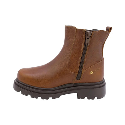 BOTIN CAFE CLARO PARA NIÑO DOBLE VELCRO SUELA TRACK