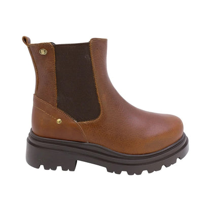 BOTIN CAFE CLARO PARA NIÑO DOBLE VELCRO SUELA TRACK