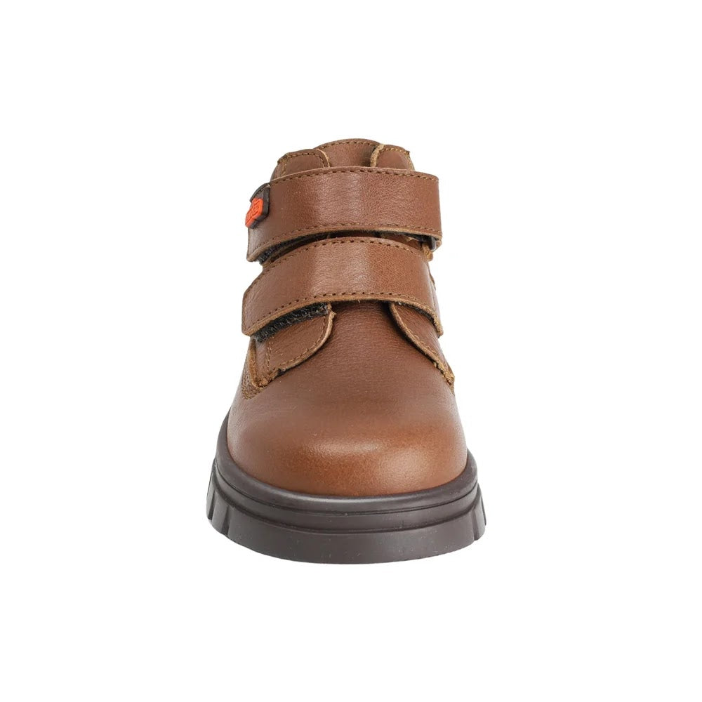 BOTIN CAFE CLARO PARA NIÑO DOBLE VELCRO SUELA TRACK
