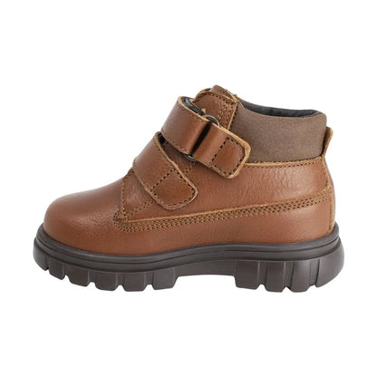 BOTIN CAFE CLARO PARA NIÑO DOBLE VELCRO SUELA TRACK