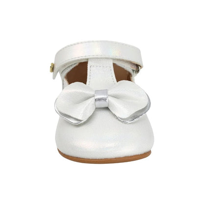 ZAPATO PERLA PARA BEBE SIN SUELA CHAROL MOÑO