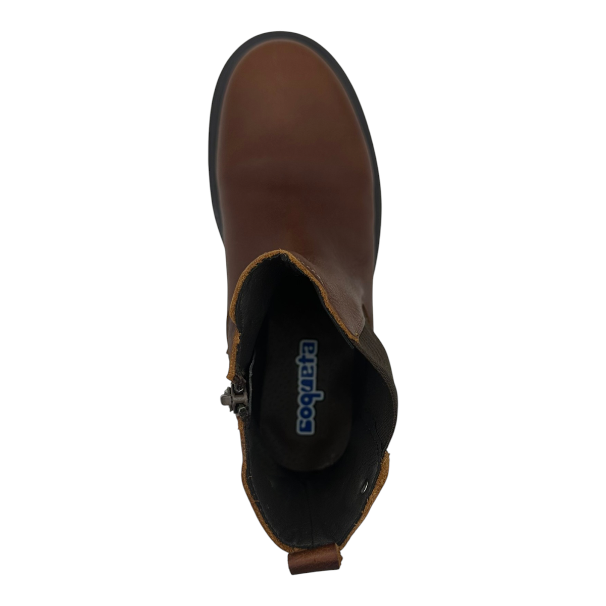 BOTIN CAFE CLARO PARA NIÑO DOBLE VELCRO SUELA TRACK