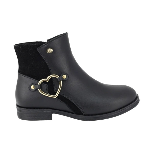 BOTIN NEGRO PARA NIÑA CIERRE HERRAJE CORAZON