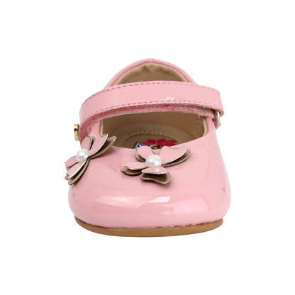 ZAPATO ROSA PARA BEBE SIN SUELA CHAROL FLORES