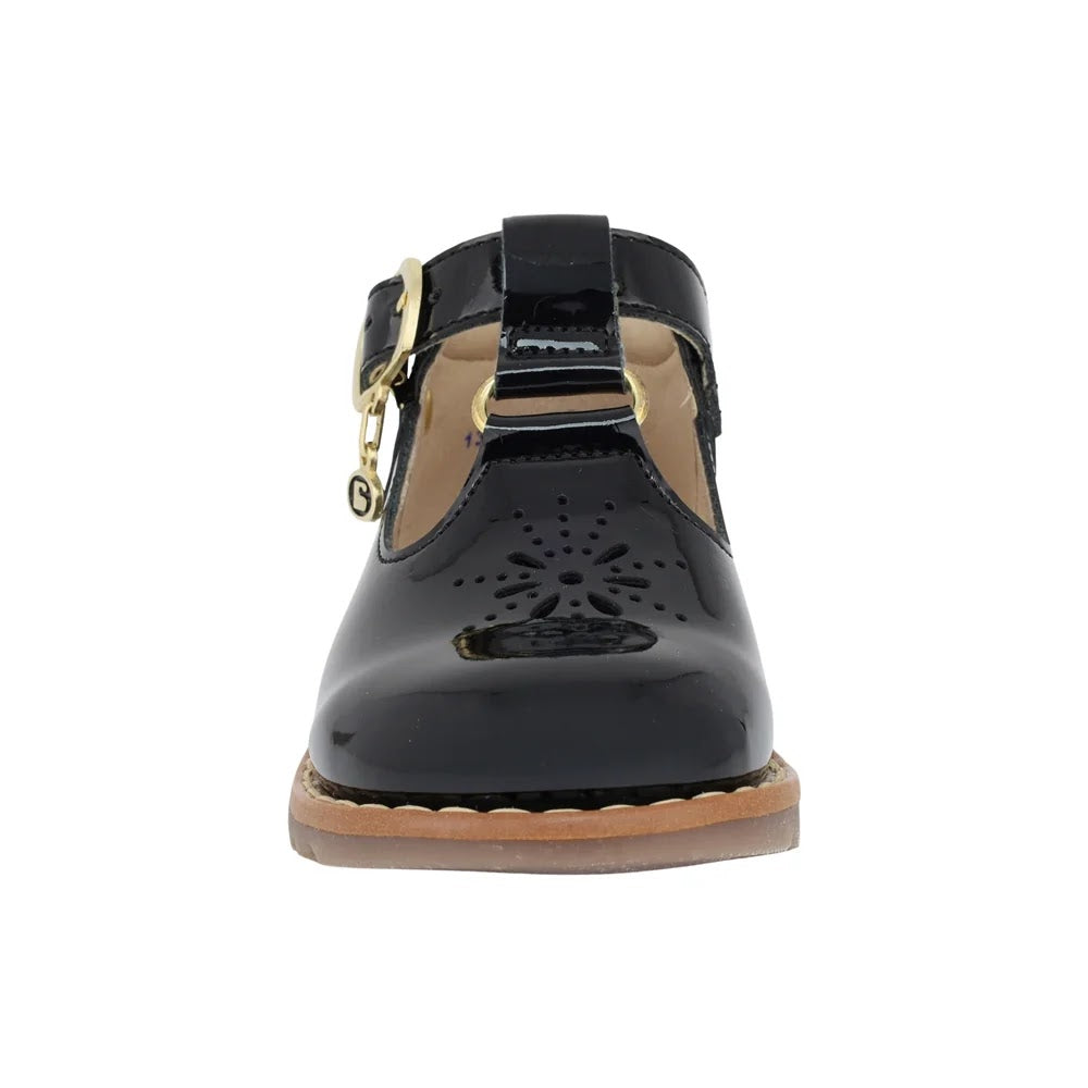 ZAPATO NEGRO PARA BOTA TOBILLO NIÑA CHAROL HEBILLA
