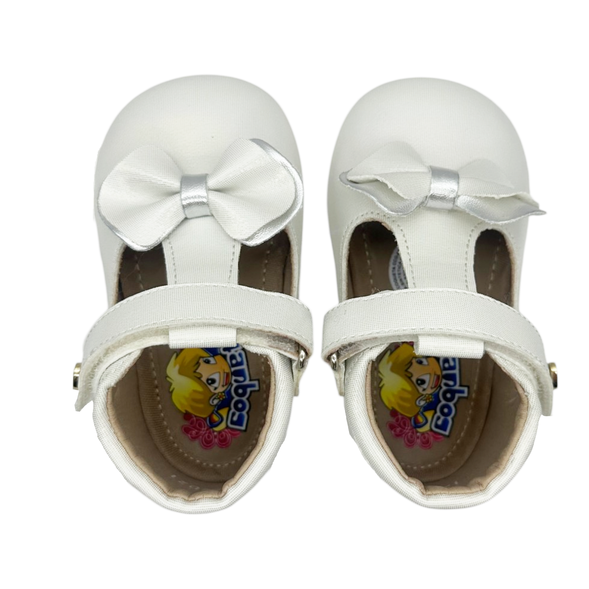 ZAPATO PERLA PARA BEBE SIN SUELA CHAROL MOÑO