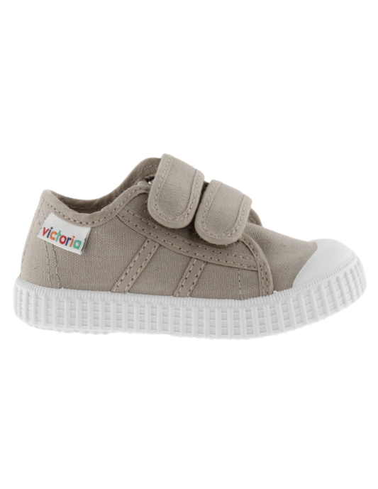 Zapato Victoria Dos Velcros Lona Basket Beige para Niños(Unisex)