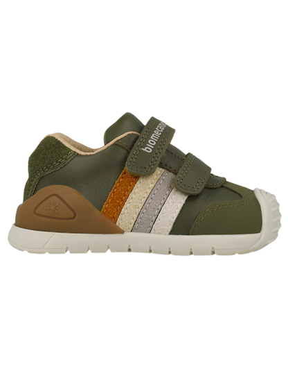 Zapato Biomecanics Botin Doble Franjas Con Velcro Verdes para Niño