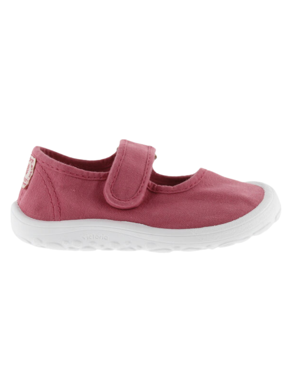 Merceditas Barefoot Victoria Frambuesa de Lona con Velcro para Niña