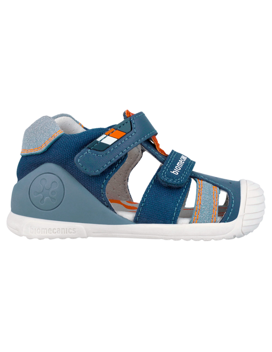 Sandalia Biomecanics Doble Petrol con Velcro para Bebe