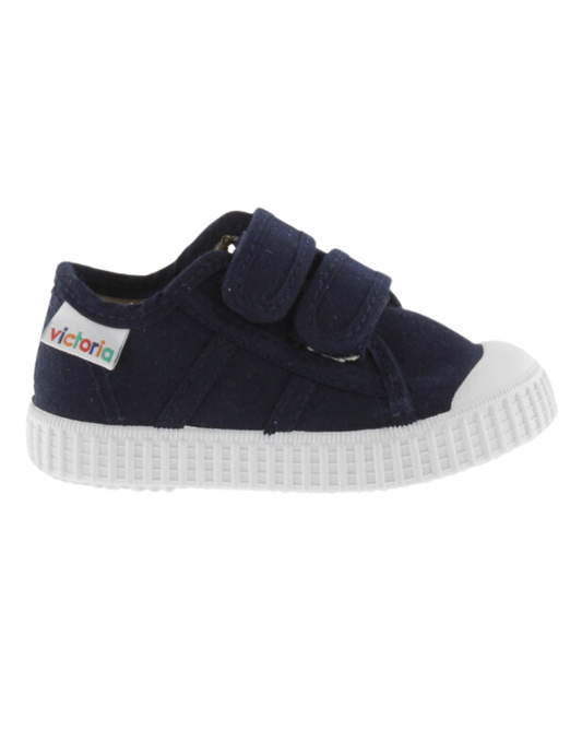 Zapato Victoria Dos Velcros Lona Basket Azul Marinos para Niño