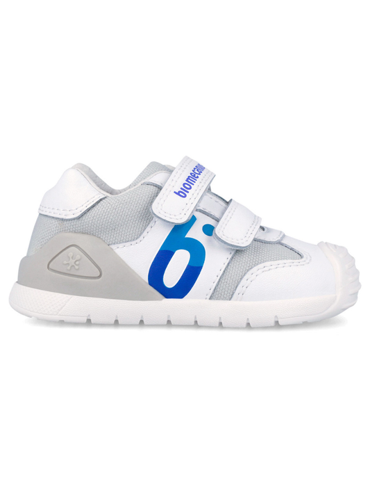 Zapato Biomecanics Blanco-Azul con Dos Velcros B para Bebe