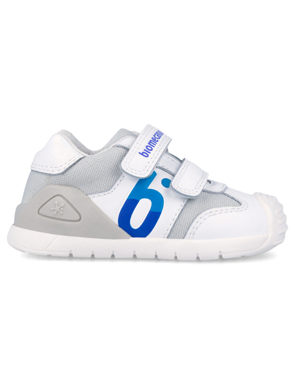 Zapato Biomecanics Blanco-Azul con Dos Velcros B para Bebé