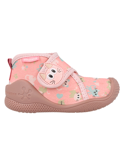 Pantufla Biomecanics Gato Gabardina Con Velcro Rosas para Niña