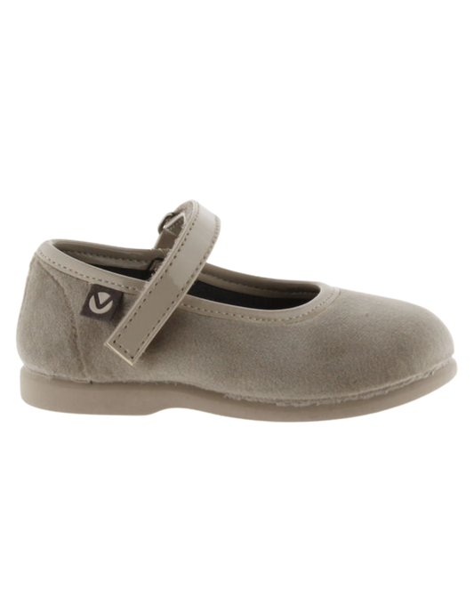 Balerina Victoria Beige Terciopelo con Velcro para Niña