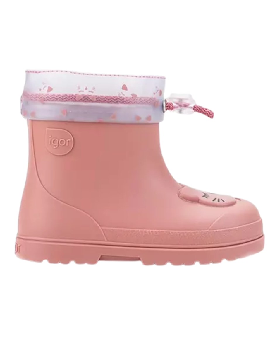 Bota Igor Lluvia Barefoot Gato Rosas para Niña