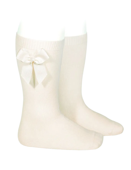 Calcetines Altos Cava con Lazo Grogén Lateral para Niña