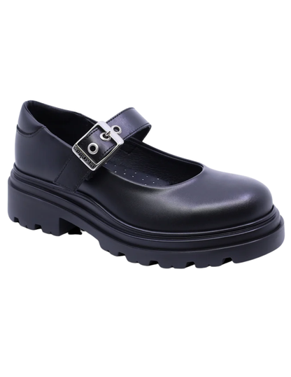 Zapato Coqueta Escolar Hebilla Suela Track Negros para Niña