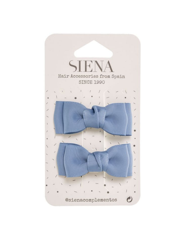 Pack Siena Dos Clips Lazo Doble Grosgrain Azules