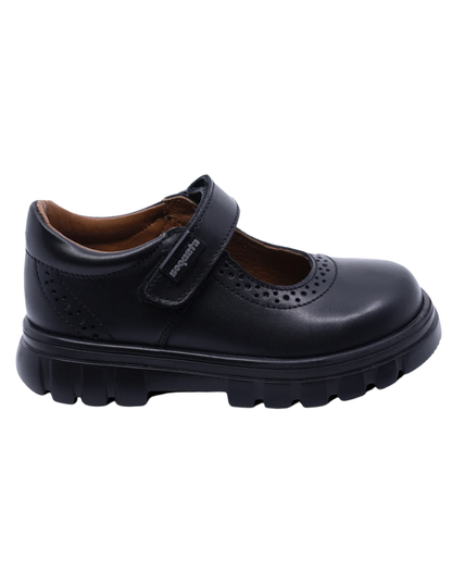 Zapato Coqueta Escolar Punteado Con Velcro Negros para Niña