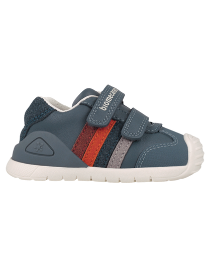 Zapato Biomecanics Botin Doble Franjas Con Velcro Azules para Niño