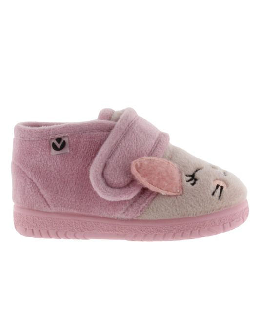 Pantufla Victoria Rosado diseño Gatita con Velcro para Niña