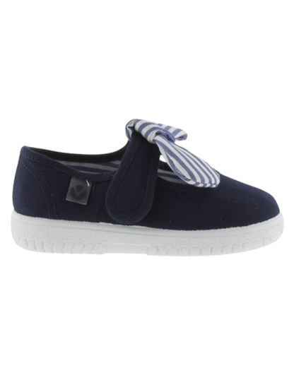 Zapato Victoria Lona Pañuelo Rayas Azul Marinos para Niña