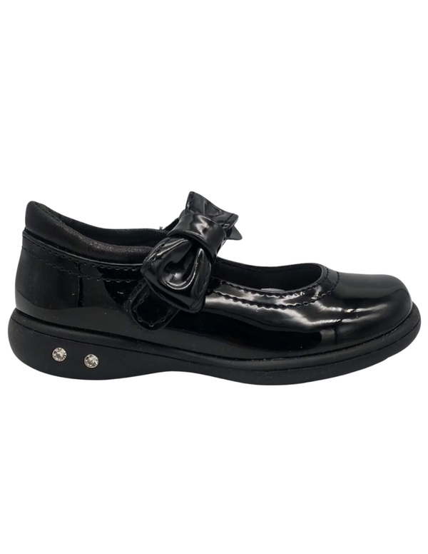 Zapato de Carol Escolar Chabelo Negro Con Moño y Velcro para Niña