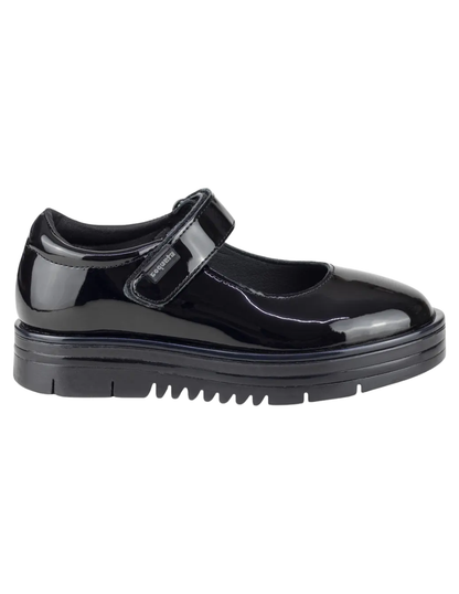 Zapato Coqueta Escolar Charol Con Velcro Negros para Niña