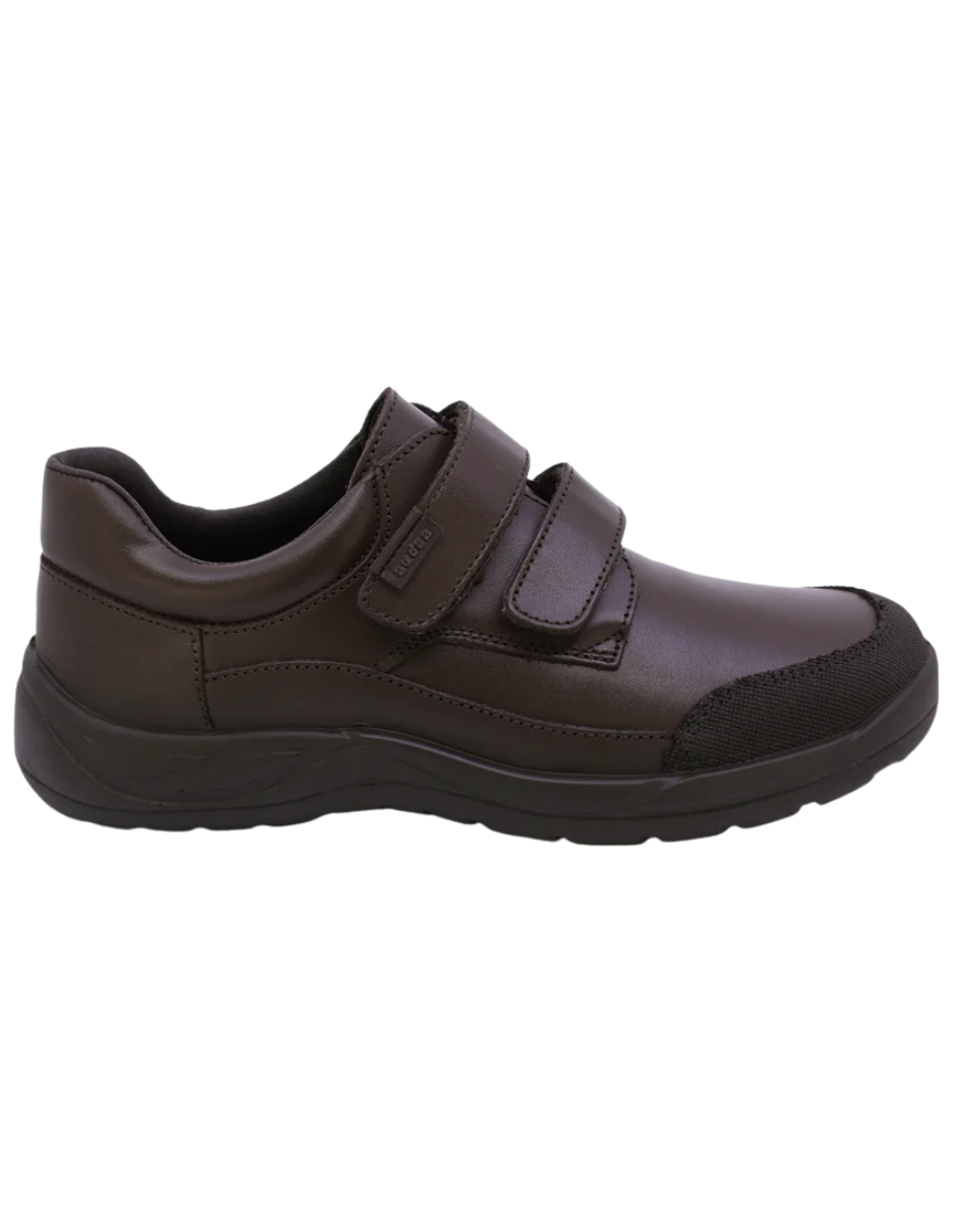 Zapato Coqueta Escolar Dos Velcros Puntera Cafés para Niño