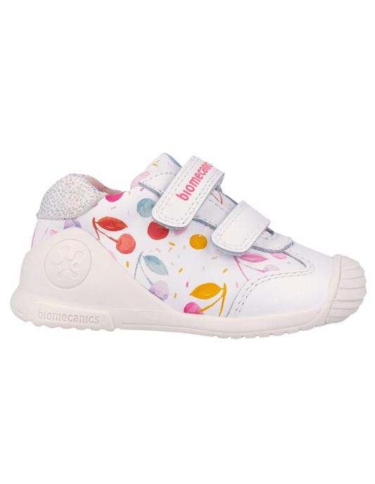 Zapato Biomecanics Blanco Velcro Doble Cerezas para Bebe