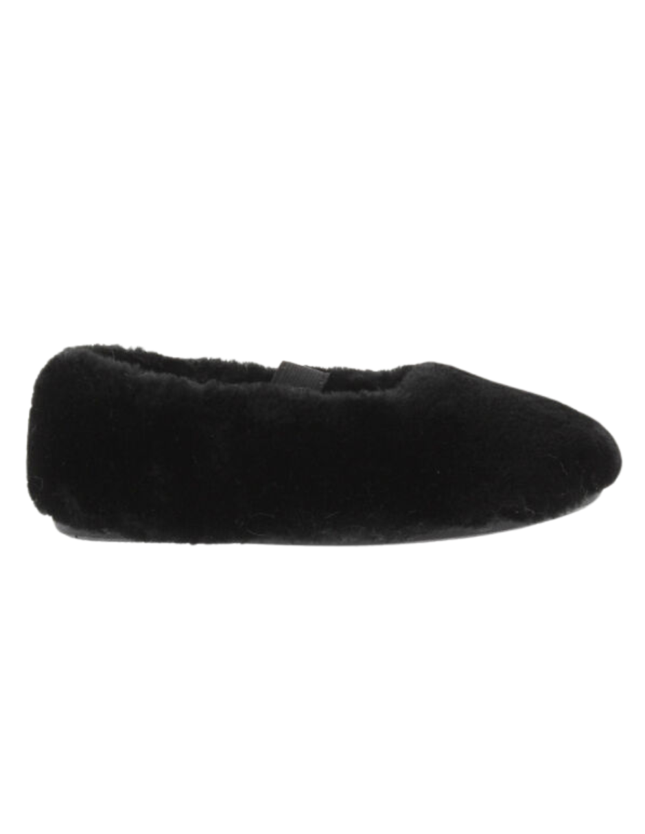 Pantufla Victoria Negro con Pelo y Resorte para Niña