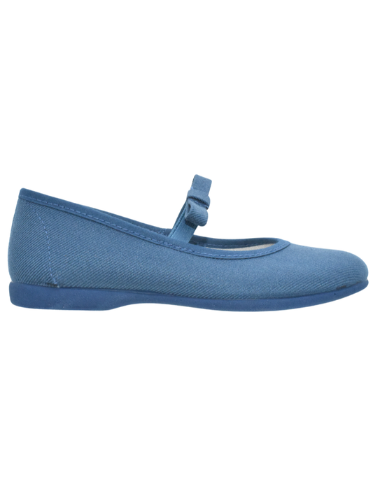 Zapato de Salón Pekis Azules con Lazo Berlin para Niña