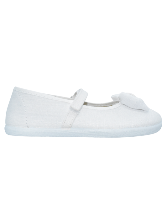 Zapato de Salón Pekis Blancos con Moño para Niña