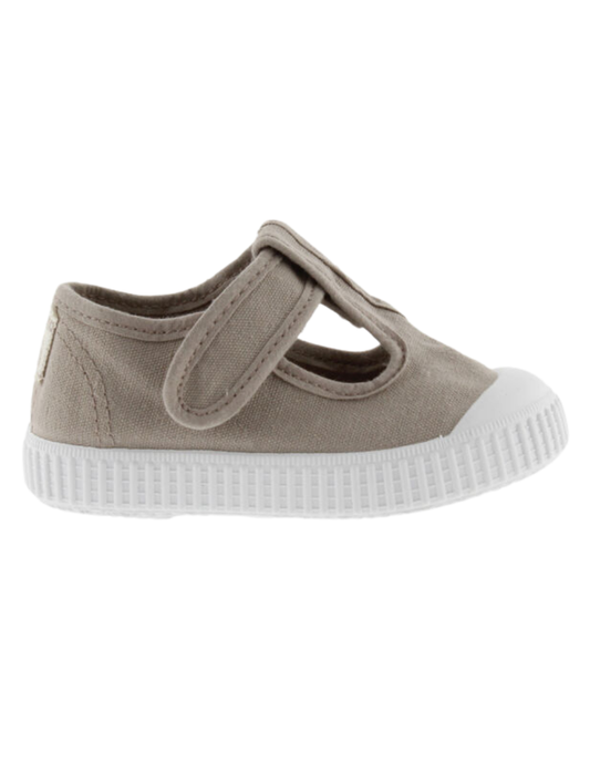 Zapato Victoria Lona Tintada Con Velcro Beige para Niño