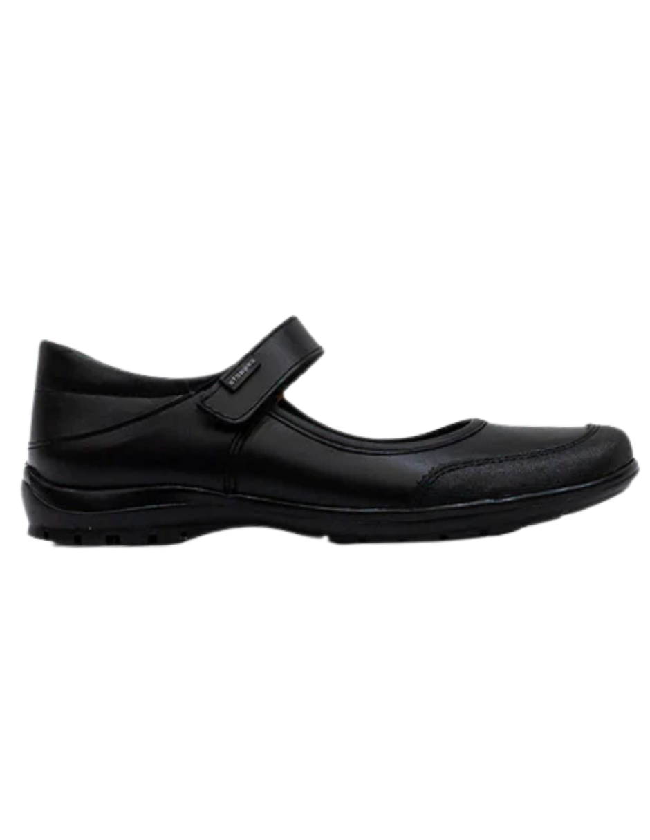 Zapato Coqueta Escolar Puntera Con Velcro Negros para Niña