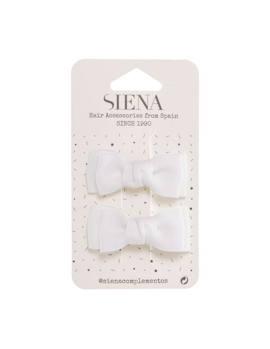Pack Siena Dos Clips Lazo Doble Grosgrain Blancos