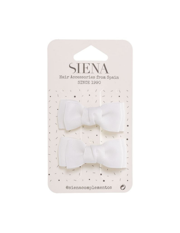 Pack Siena Dos Clips Lazo Doble Grosgrain Blancos