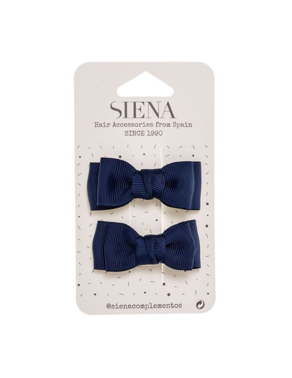Pack Siena Dos Clips Lazo Doble Grosgrain Azules