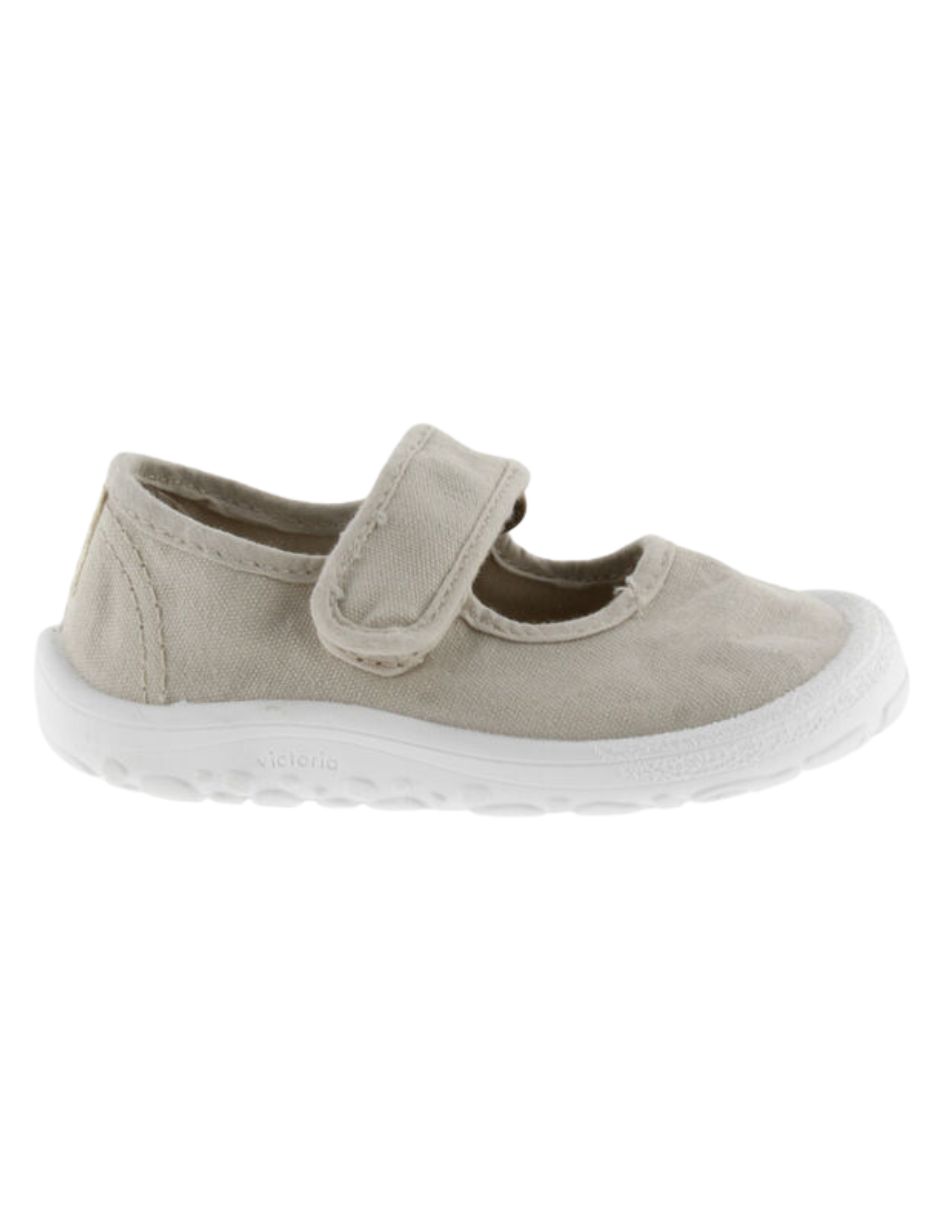 Merceditas Barefoot Victoria Hielo de Lona con Velcro para Niña