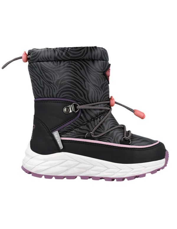 Bota Garvalin Negro Para Nieve Con Cintas Para Niña