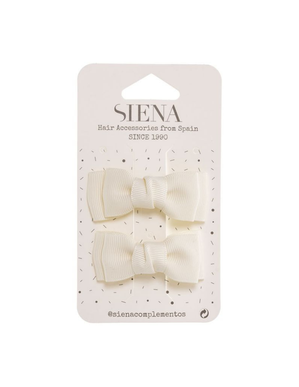 Pack Siena Dos Clips Lazo Doble Grosgrain Crudo