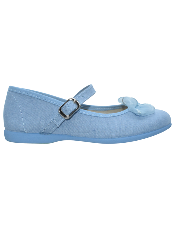 Merceditas Pekis en Lino Azul con Moño para Niña