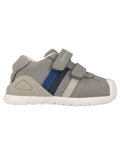 Zapato Biomecanics Botin Doble Franjas Con Velcro Grises para Niño