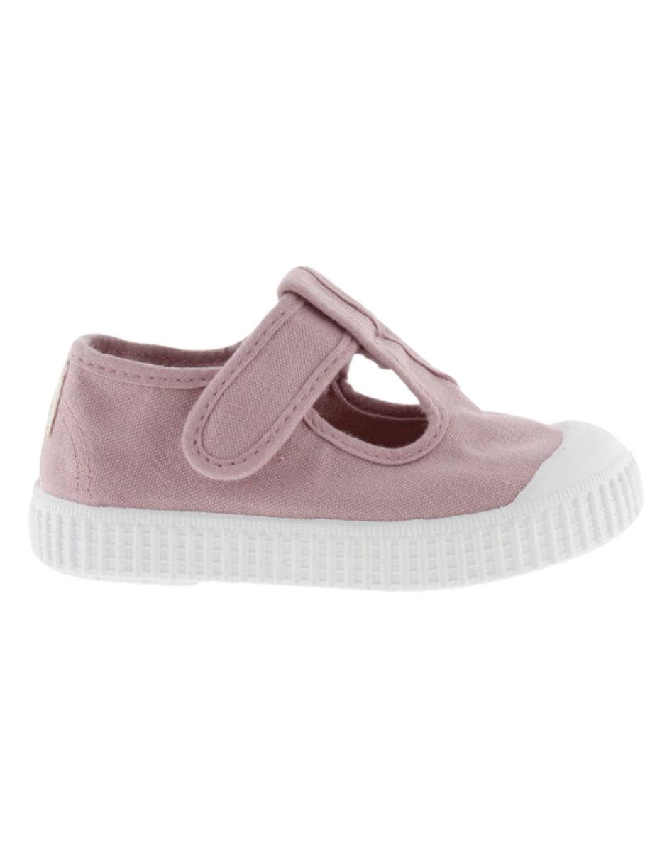 Zapato Victoria Pastel de Lona Tintada con Velcro para Niña