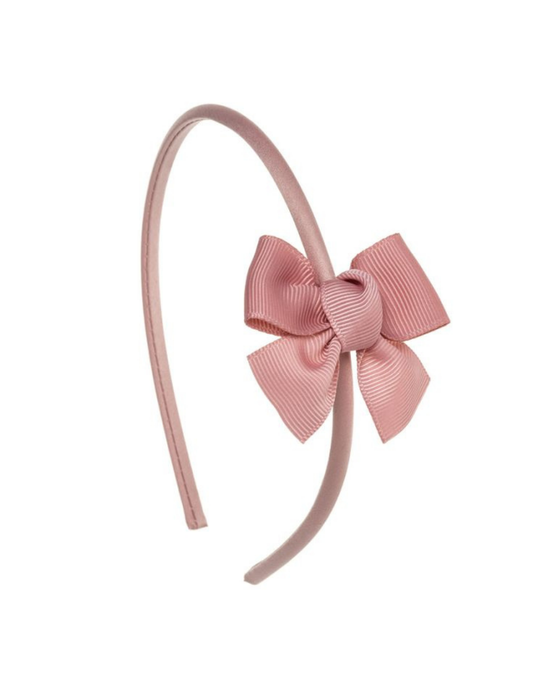 Diadema Siena Con Lazo Pequeño Grosgrain Rosas para Bebé