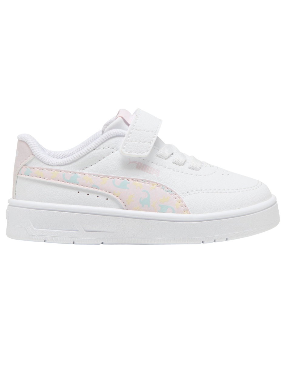 Tenis Puma Court Classic Clean Dino AC+ Inf Blancos para Niña