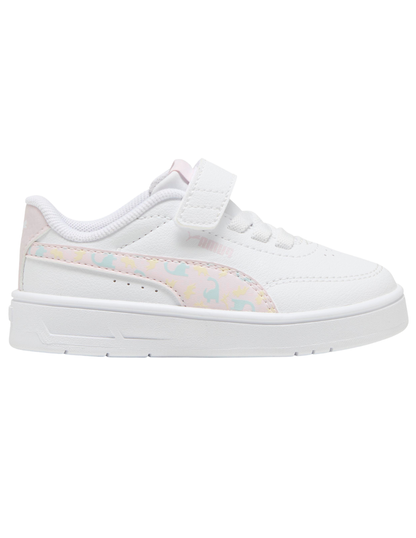 Tenis Puma Court Classic Clean Dino AC+ Inf Blancos para Niña