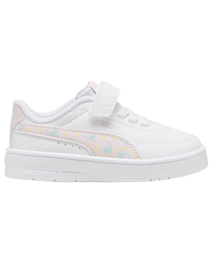 Tenis Puma Court Classic Clean Dino Ac+ Inf Blancos Para Niña