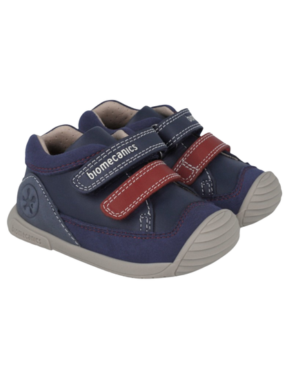 Zapato Biomecanics Azul Marino de Botin Bicolor con Dos Velcros para Bebe